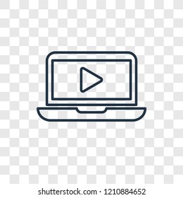 Video player concept vector linear icon isolated on transparent background, Video player concept transparency concept in outline style