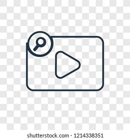 Video player concept vector linear icon isolated on transparent background, Video player concept transparency concept in outline style