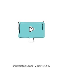Video player continuous line vector icon