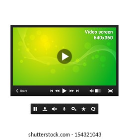 Video player - dark theme with abstract wallpaper - symbols - website element