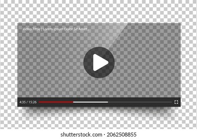 Video player design template with shadow for web and mobile apps. Vector illustration in flat style isolated on transparent background
