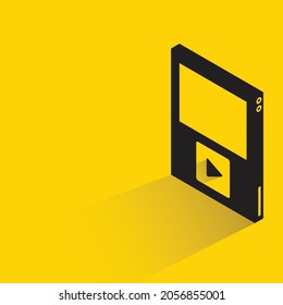 video player device with shadow on yellow background