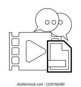 Video player and document symbols black and white