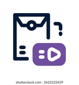 ícone de dois tons do player de vídeo. Ícone vetorial moderno e elegante para sites, aplicativos móveis, materiais de marketing e design corporativo. Totalmente dimensionável e pronto para uso.