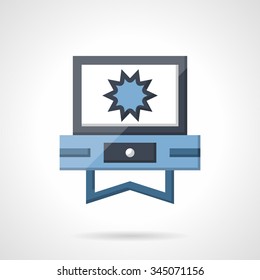 Video player with effect moment star symbol. Video blogging, social media and networks. Flat color style vector icon. Single web design element for mobile app or website.
