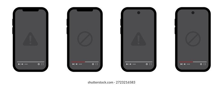 Video Error del jugador en el ícono de Plantilla de la pantalla del teléfono, Ilustración vectorial