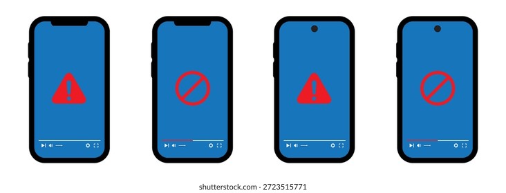 Video Error del jugador en el ícono de Plantilla de la pantalla del teléfono, Ilustración vectorial