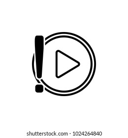 video player with exclamation point icon. Element of video player for mobile concept and web apps. Thin line icon for website design and development, app development. Premium icon on white background