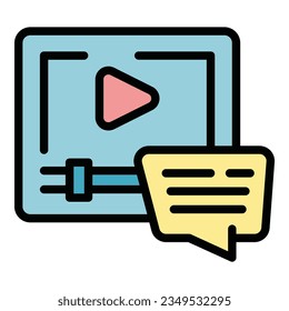 Video player feedback icon outline vector. Opinion report. Service survey color flat
