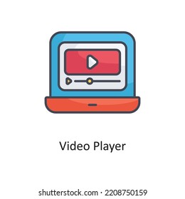 Video player Filled Outline Vector Icon Design illustration on White background. EPS 10 File