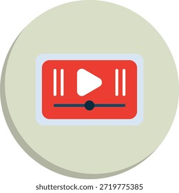 Ícone de Estilo de Círculo Plano do Player de Vídeo
