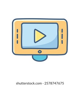 Video player flat color icon. Isolated vector illustration on white background.