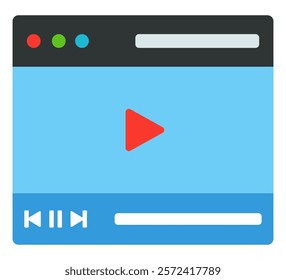 Video player flat icon isolated on white background.