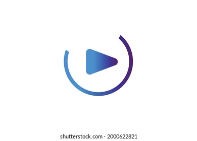 Video-Player-Flachlogo-Design. Symbol für Musikplayer und Videospieler