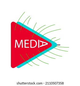 Diseño del logotipo plano del reproductor de vídeo. Icono de reproductor de música y de vídeo