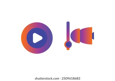 Video player flat logo design. Music player and video player icon.. Icon that can be applied anywhere, pixel perfect and modern style design