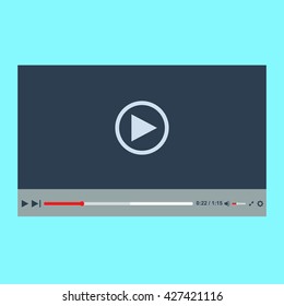 Video player in a flat style. Video player for the web. Vector template of video and audio player. Design Media Player. New Media Player interface. Vector video player. Skin video player.