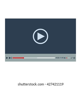 Video player in a flat style. Video player for the web. Vector template of video and audio player. Design Media Player. New Media Player interface. Vector video player. Skin video player.