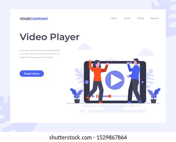 Video Player flat vector illustration concept 