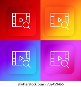 Video player four color gradient app icon set