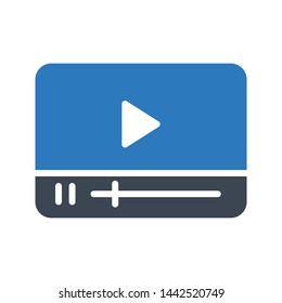 video player glyph color vector icon