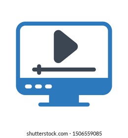 video player glyph colour vector icon
