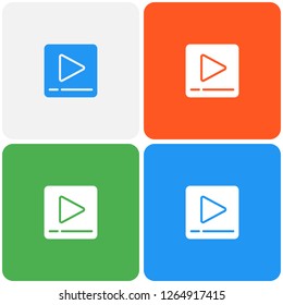 video player glyph flat icon, material design color, vector illustration