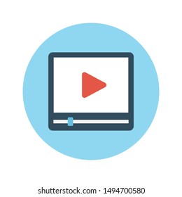 video player glyph flat vector icon