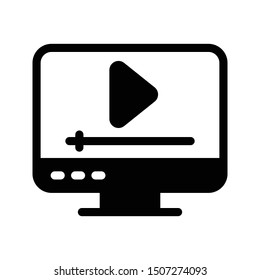 video player glyph flat vector icon