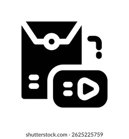 ícone de glifo do player de vídeo. Ícone vetorial forte e sólido para sites, interfaces móveis, apresentações e marca visual. Alta qualidade e fácil de editar.