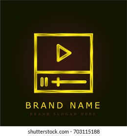 Video player golden metallic logo