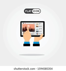 Video player in the hands of a man. Vector illustration