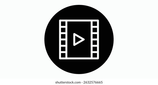 Ícone do reprodutor de vídeo em preto-e-branco. Ícone de vetor pixel perfeito
