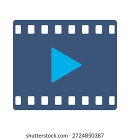 Video player icon blue flat vector design media screen symbol movie play button interface digital stream graphic element sign