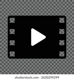 Design de ícone do player de vídeo com botão de reprodução em um segmento de fita de filme. Ilustração vetorial.