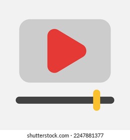 Icono de reproductor de vídeo en estilo plano sobre multimedia, uso para presentación de aplicaciones móviles en sitios web