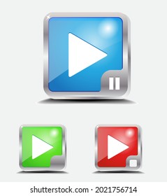 video player icon glossy metal