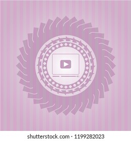 video player icon inside badge with pink background
