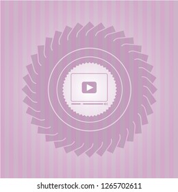 video player icon inside badge with pink background