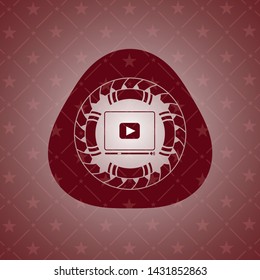 video player icon inside badge with red background