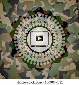 video player icon inside camo texture