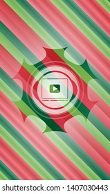 video player icon inside christmas emblem background.