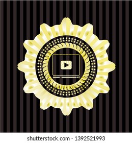 video player icon inside gold badge