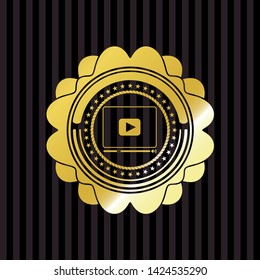 video player icon inside gold shiny emblem