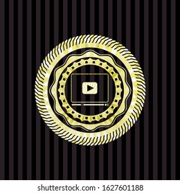 video player icon inside gold shiny emblem