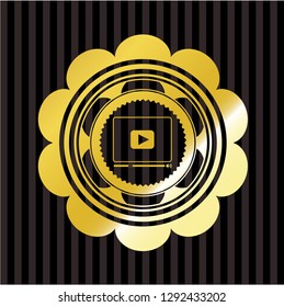 video player icon inside golden badge