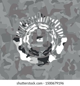 video player icon inside grey camo emblem