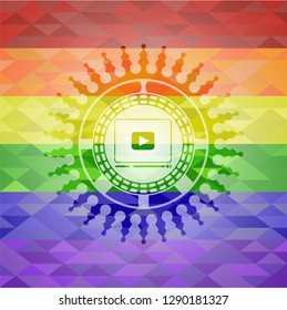 video player icon inside lgbt colors emblem 