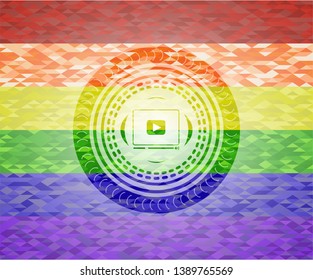 video player icon inside lgbt colors emblem 