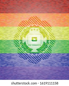 video player icon inside lgbt colors emblem 